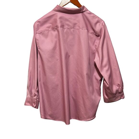 Coldwater Creek Women Top 18 Pink Button Up Preppy Coastal Classic Office Travel - Picture 3 of 8